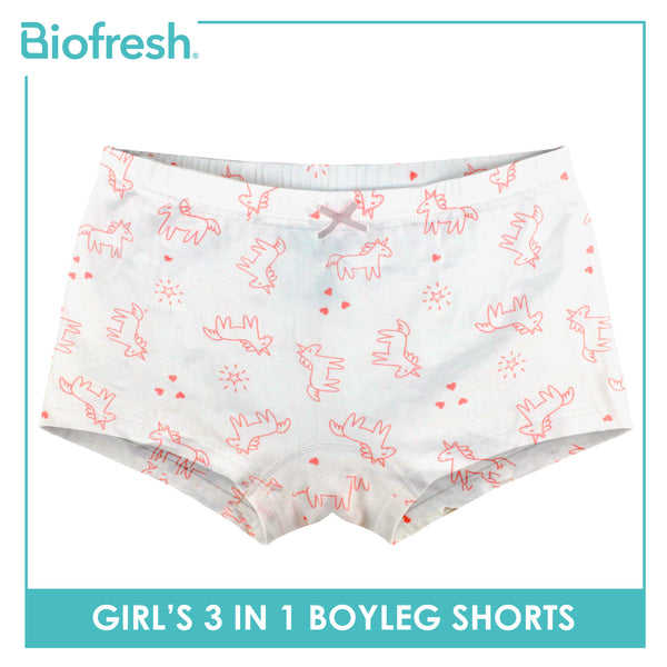 Biofresh Girls’ Antimicrobial Cotton Boyleg Shorts 3 pieces in a pack UGPBG522