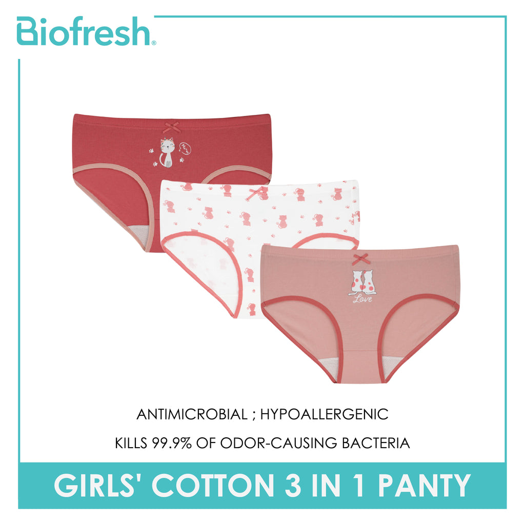 Biofresh Kids Girls' Antimicrobial Panty 3 pieces in a pack UGPKG9