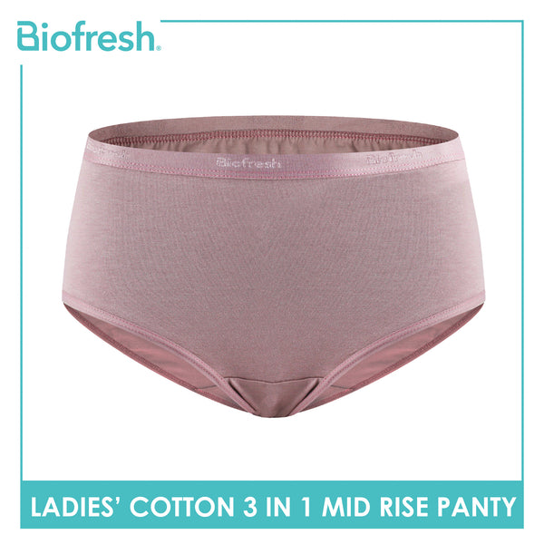 Biofresh Ladies' Antimicrobial Cotton Mid Rise Panty 3 pieces in a pack ULPSG1