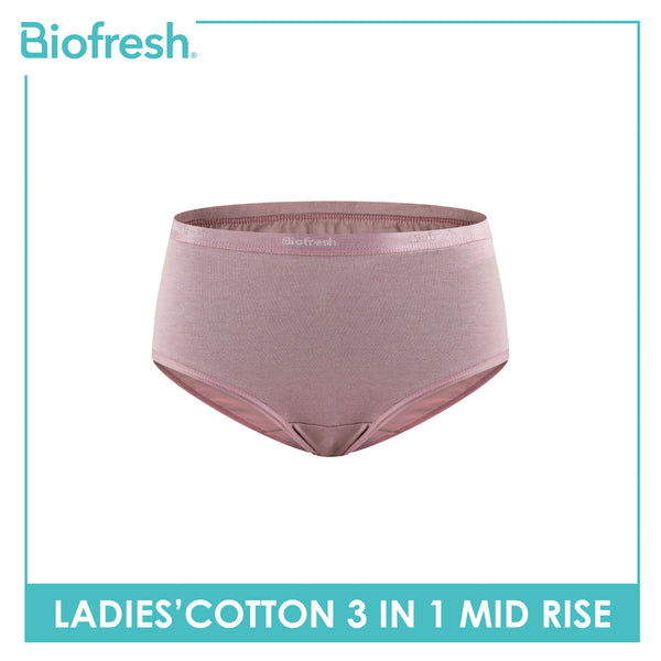 Biofresh Ladies' Antimicrobial Cotton Mid Rise 3 pieces in a pack ULPSG1