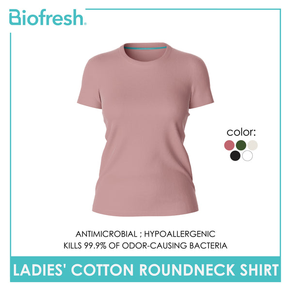 Biofresh Ladies' Antimicrobial Cotton Premium Slim Fit Roundneck Shirt 1 piece ULSR2