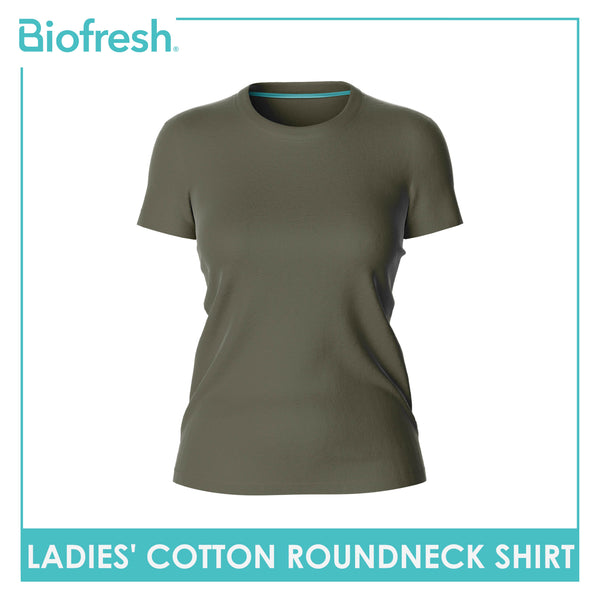Biofresh Ladies' Antimicrobial Cotton Premium Slim Fit Roundneck Shirt 1 piece ULSR2