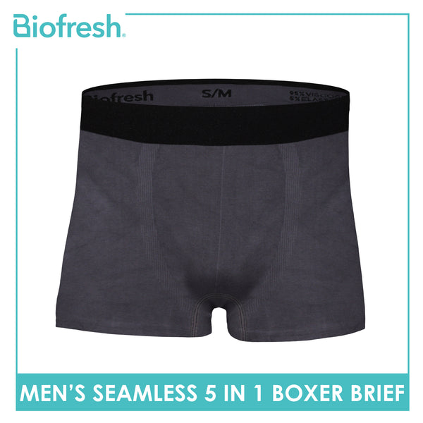 Biofresh Men's Antimicrobial Seamless Boxer Brief 5 pieces in a pack UMBBG11F