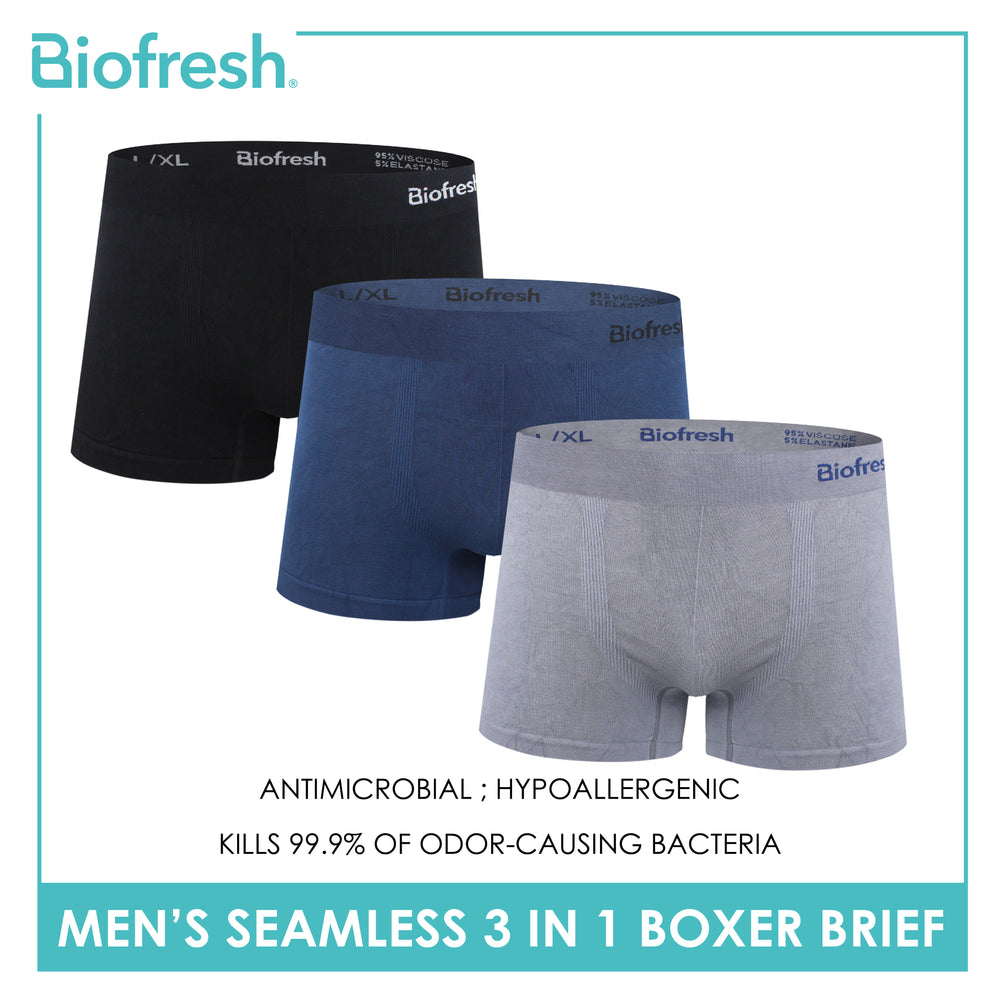 Biofresh Men's Antimicrobial Seamless Boxer Brief 3 pieces in a pack UMBBG23