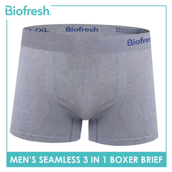 Biofresh Men's Antimicrobial Seamless Boxer Brief 3 pieces in a pack UMBBG23