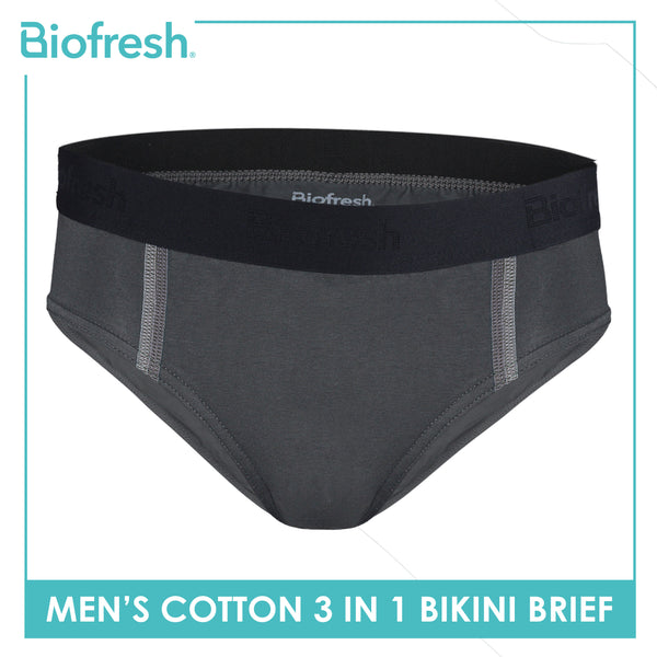 Biofresh Men's Antimicrobial Cotton Bikini Brief 3 pieces in a pack UMBKG12