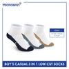 Microban Boy’s Cotton Lite Thin Casual Low Cut Socks 3 pairs in 1 pack VBCKG18