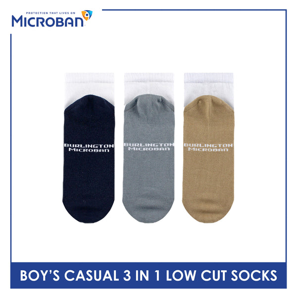 Microban Boy’s Cotton Lite Thin Casual Low Cut Socks 3 pairs in 1 pack VBCKG18