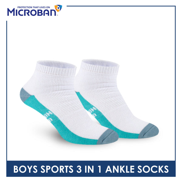 Microban Boys' Cotton Thick Sports Ankle Socks 3 pairs in a pack VBSKG15