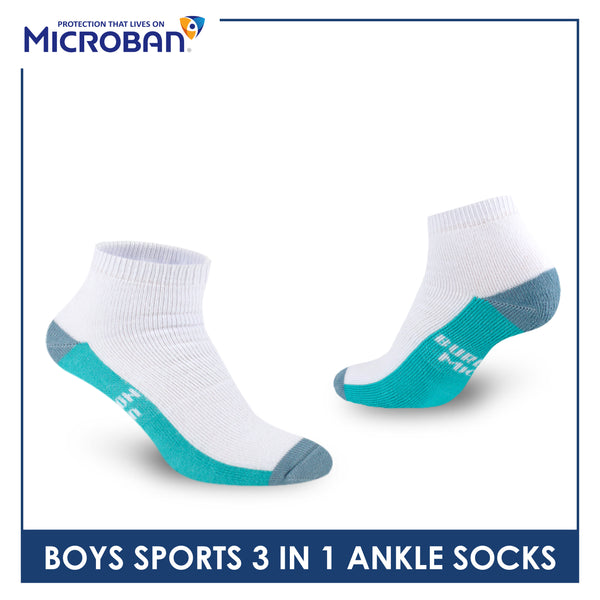 Microban Boys' Cotton Thick Sports Ankle Socks 3 pairs in a pack VBSKG15