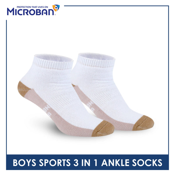 Microban Boys' Cotton Thick Sports Ankle Socks 3 pairs in a pack VBSKG15
