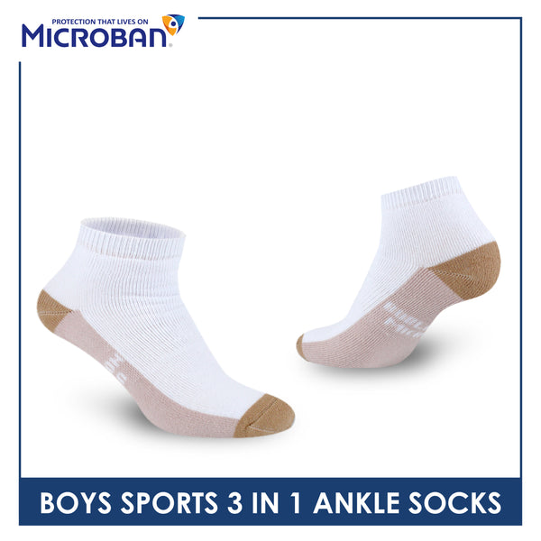 Microban Boys' Cotton Thick Sports Ankle Socks 3 pairs in a pack VBSKG15