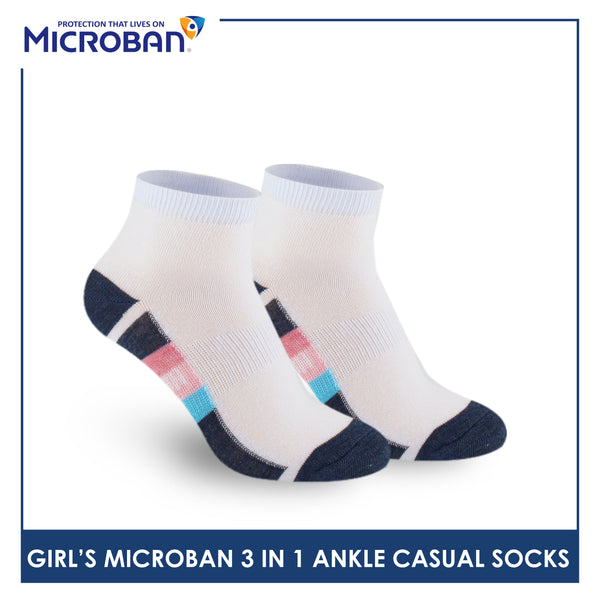 Microban Girls' Cotton Lite Thin Casual Ankle Socks 3 pairs in a pack VGCKG15