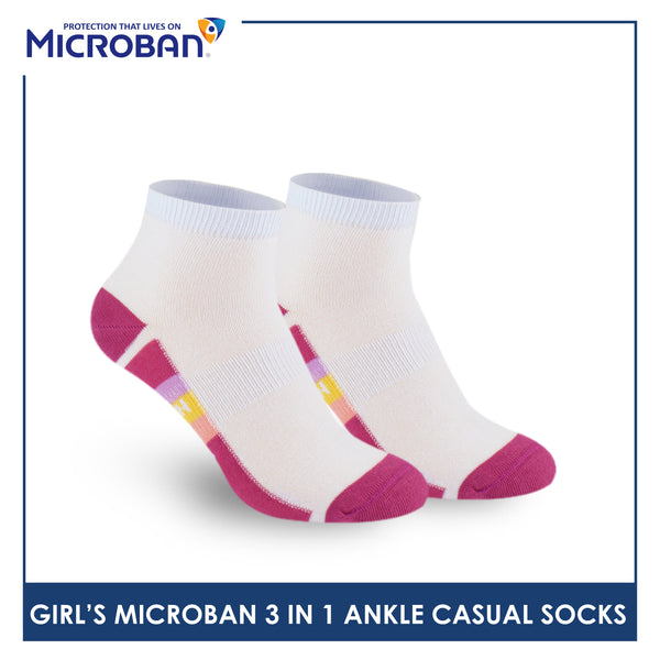 Microban Girls' Cotton Lite Thin Casual Ankle Socks 3 pairs in a pack VGCKG15