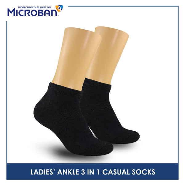 Microban Ladies’ Cotton Lite Thin Casual Ankle Socks 3 pairs in a pack VLCKG19