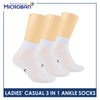 Microban Ladies’ Cotton Lite Thin Casual Ankle Socks 3 pairs in a pack VLCKG20