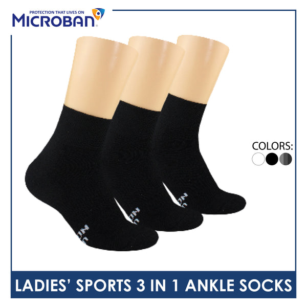 Microban Ladies’ Cotton Thick Sports Ankle Socks 3 pairs in a pack VLSKG15