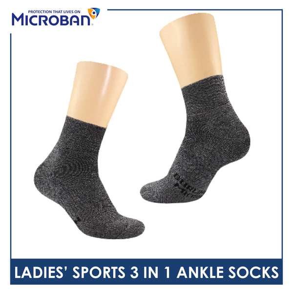 Microban Ladies’ Cotton Thick Sports Ankle Socks 3 pairs in a pack VLSKG15