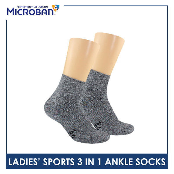 Microban Ladies’ Cotton Thick Sports Ankle Socks 3 pairs in a pack VLSKG15