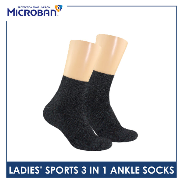 Microban Ladies’ Cotton Thick Sports Ankle Socks 3 pairs in a pack VLSKG15