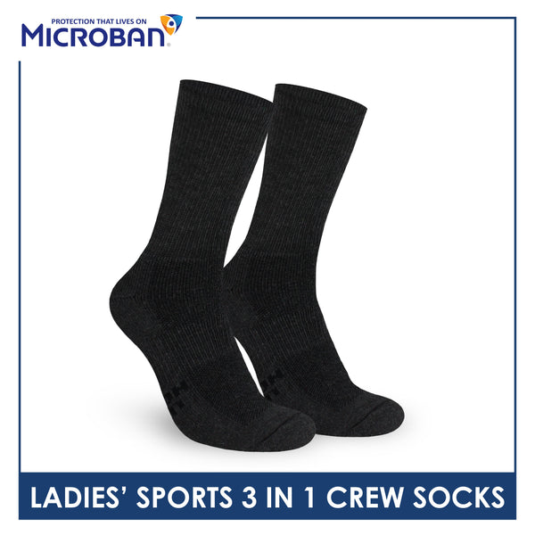 Microban Ladies' Cotton Thick Sports Crew Socks 3 pairs in a pack VLSKG16