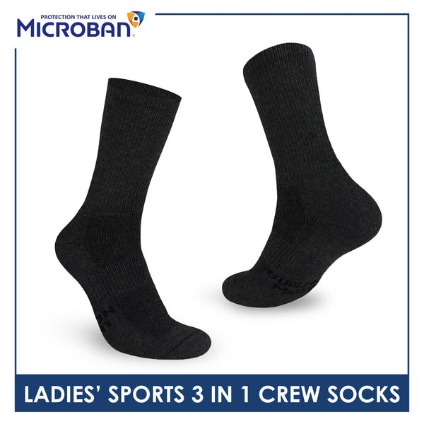 Microban Ladies' Cotton Thick Sports Crew Socks 3 pairs in a pack VLSKG16