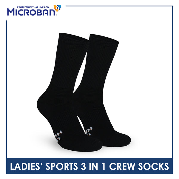 Microban Ladies' Cotton Thick Sports Crew Socks 3 pairs in a pack VLSKG16