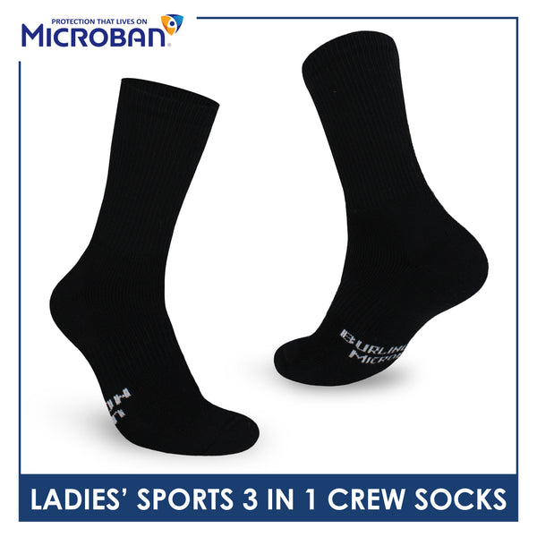 Microban Ladies' Cotton Thick Sports Crew Socks 3 pairs in a pack VLSKG16