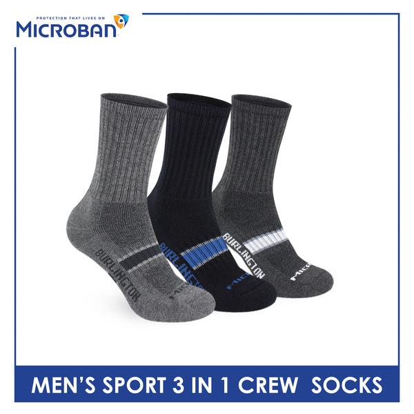 Microban Men’s Cotton Thick Sports Crew Socks 3 pairs in a pack VMSKG17