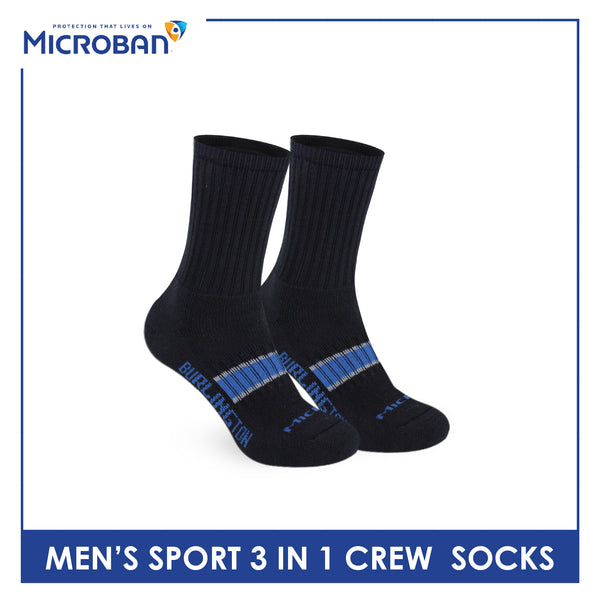 Microban Men’s Cotton Thick Sports Crew Socks 3 pairs in a pack VMSKG17