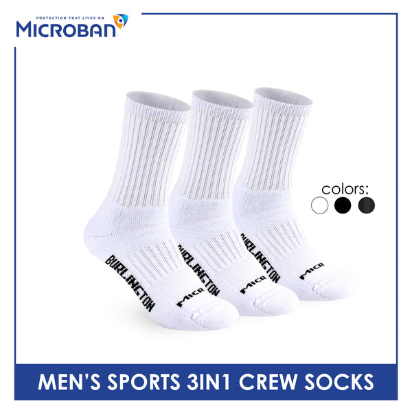 Microban Men's Cotton Thick Sports Crew Socks 3 pairs in a pack VMSKG20