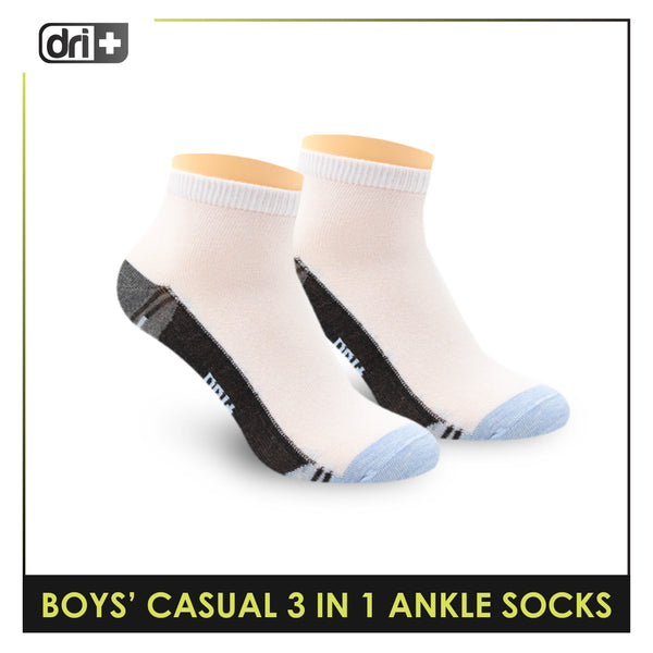 Dri Plus Boys Thin Casual Ankle Socks 3 pairs in a pack DBCKG7