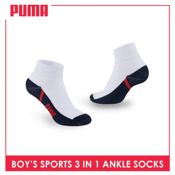 Puma Boys’ Cotton Thick Sports Ankle Socks 3 pairs in a pack PBSKG19