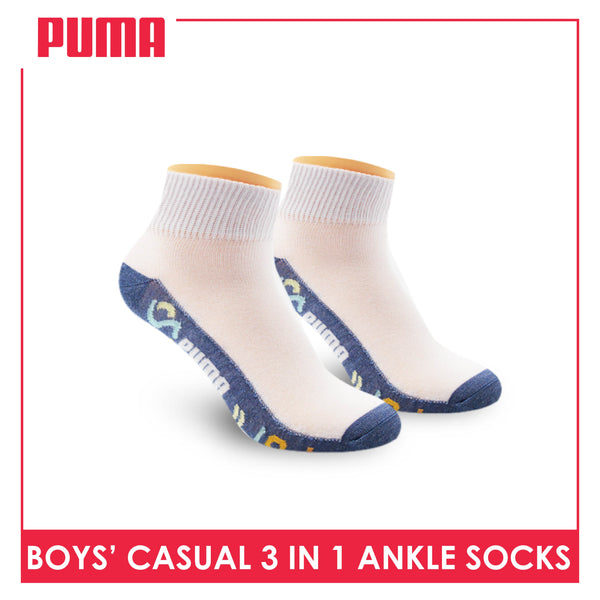 Puma Boys’ Cotton Casual Ankle Socks 3 pairs in a pack PBCKG25