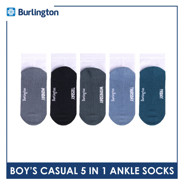Burlington Boys’ Cotton Casual Ankle Socks 5 pairs in 1 pack BBCKG2F