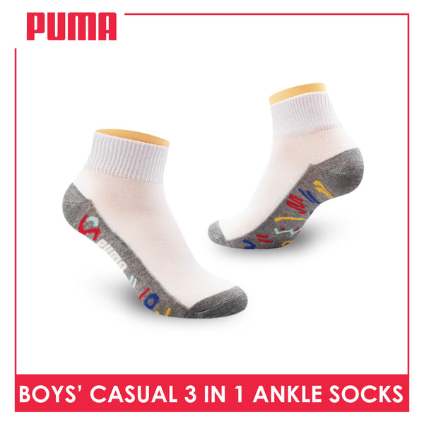 Puma Boys’ Cotton Casual Ankle Socks 3 pairs in a pack PBCKG25