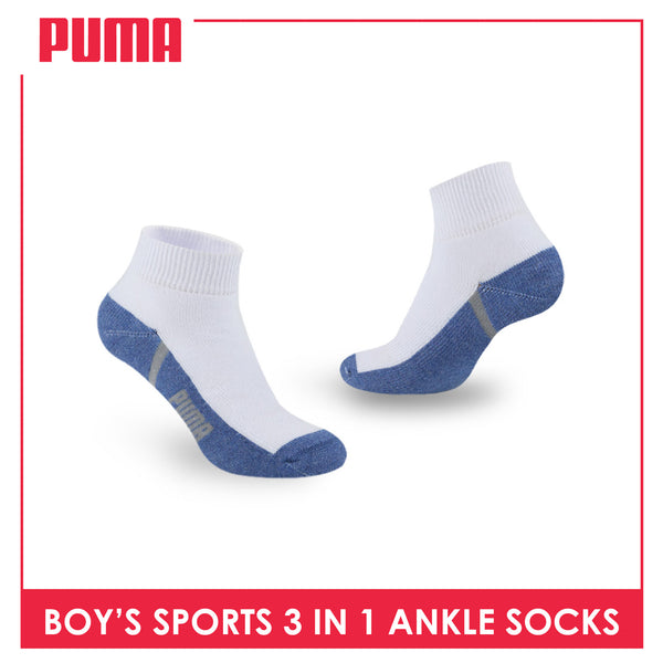 Puma Boys’ Cotton Thick Sports Ankle Socks 3 pairs in a pack PBSKG19