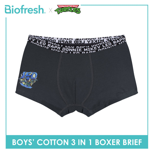 Biofresh | TMNT Boys’ Antimicrobial Cotton Boxer Brief 3 pieces in a pack NTBBBG531