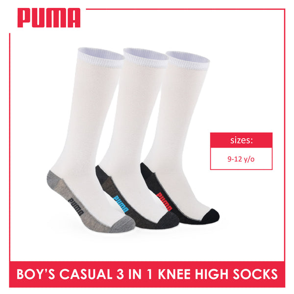 Puma Boys’ Cotton Thin Casual Knee High Socks 3 pairs in a pack PBKHG1