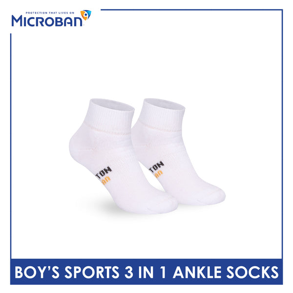 Microban Boys' Cotton Thick Sports Ankle Socks 3 pairs in a pack VBSKG14