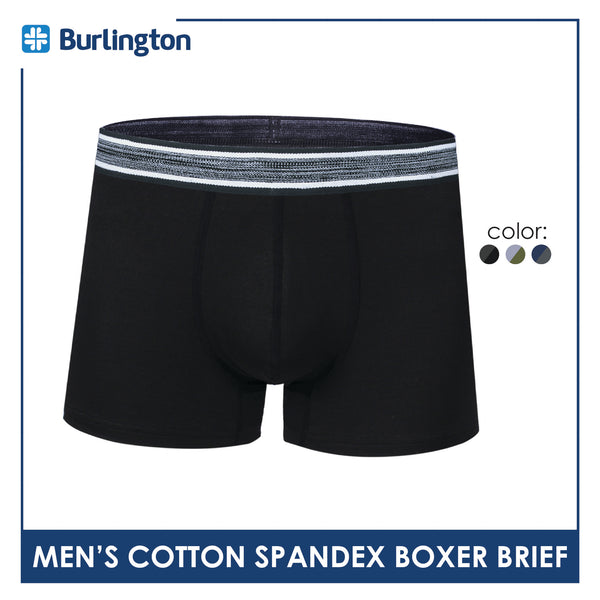 Burlington Men's Cotton Spandex Boxer Brief 1 piece GTMBBFS3 (Limited Time Offer)