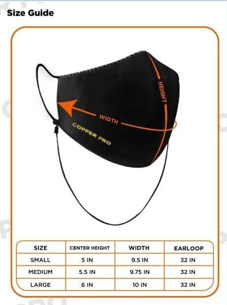 Burlington Unisex Copper Pro Antimicrobial Facemask ind1 CPBMMASK1/CPBLMASK1 (4846306197609)