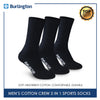Burlington Men's Cotton Thick Sports Crew Socks 3 pairs in a pack 0250