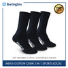Burlington Men's Cotton Extreme Performance Crew Socks 3 pairs in a pack 0250