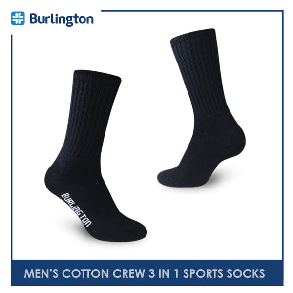 Burlington 0250 Men's Thick Cotton Crew Sports Socks 3 pairs in a pack (4357829001321)