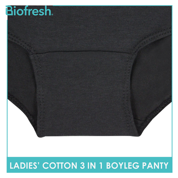 Biofresh Ladies' Antimicrobial Cotton Boyleg Panty 3 pieces in a pack ULPBG10