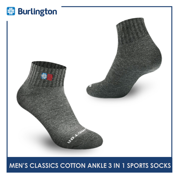 Burlington Classics BMSEG0402 Men's Thick Cotton Ankle Sports Socks 3 pairs in a pack (4823226253417)