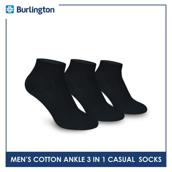 Burlington 142 Men's Cotton Ankle Casual Socks 3 pairs in a pack (4357829623913)