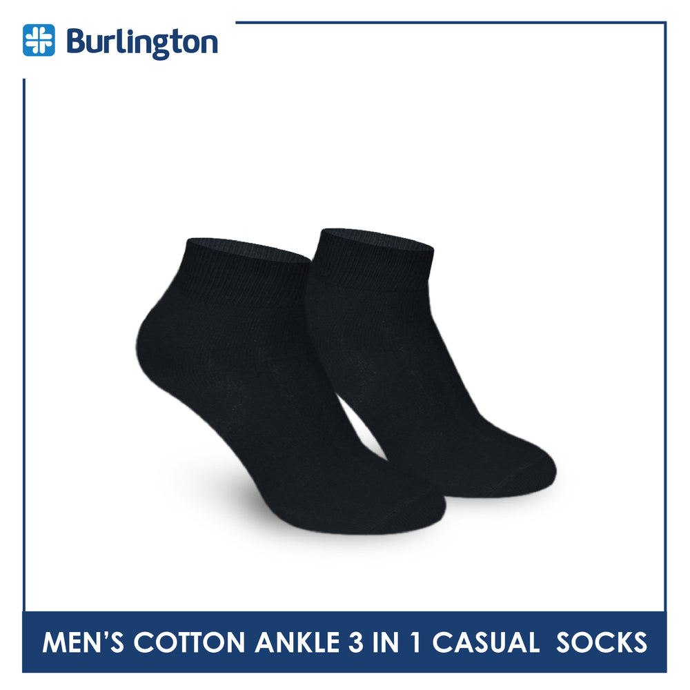 Burlington Men's Cotton Lite Thin Casual Ankle Socks 3 pairs in a pack 142