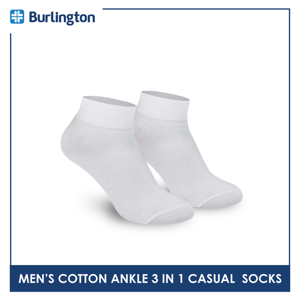 Burlington 142 Men's Cotton Ankle Casual Socks 3 pairs in a pack (4357829623913)